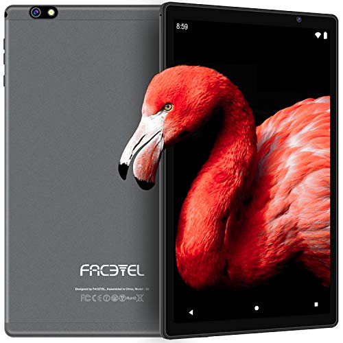 Tablet 10 Pulgadas FACETEL Q3 Android 9.0 4GB de RAM y 64 GB de ROM,5MP 8MP Cámara Tablet PC Batería de 8000mAh,Certificación Google gsm | WiFi | GPS | OTG | FM | Bluetooth-Gris