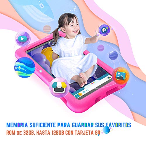 Tablet Niño de 8 Pulgadas, VANKYO Tablet Infantil para Niños con WiFi, Tablet Save Family con Processore Quad-Core, Android 9.0, RAM de 2GB y ROM de 32GB (Rosa)