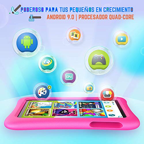Tablet Niño de 8 Pulgadas, VANKYO Tablet Infantil para Niños con WiFi, Tablet Save Family con Processore Quad-Core, Android 9.0, RAM de 2GB y ROM de 32GB (Rosa)