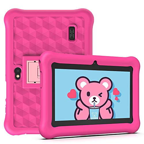 Tablet para niños 2 a 12 años Android 10.0 (Certificado por Google GMS) - Tablet de 7 pulgadas Quad Core 2 GB RAM 32 GB ROM Kid-Proof Funda - Google Play y juego educativo (rosa)