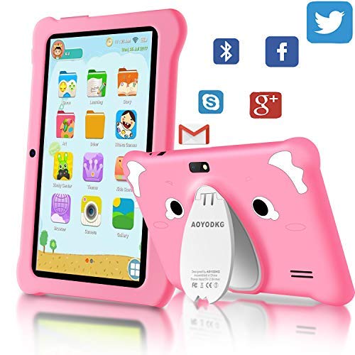 Tablet para Niños Android 10.0 (Certificación Google GMS) 3GB RAM+32GB ROM/128GB 7.1 Pulgadas HD 5.0MP Cámara Quad Core Tablet Infantil de Kid-Proof Funda Tablet Niños Educativo (Rosado)