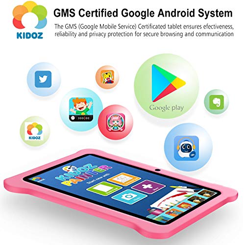Tablet para Niños Android 10.0 (Certificación Google GMS) 3GB RAM+32GB ROM/128GB 7.1 Pulgadas HD 5.0MP Cámara Quad Core Tablet Infantil de Kid-Proof Funda Tablet Niños Educativo (Rosado)