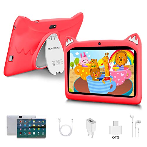 Tablet para Niños con WiFi 7 Pulgadas Android 10 Pie, 3GB RAM+32GB ROM/128GB y Juegos Educativos (Rojo)
