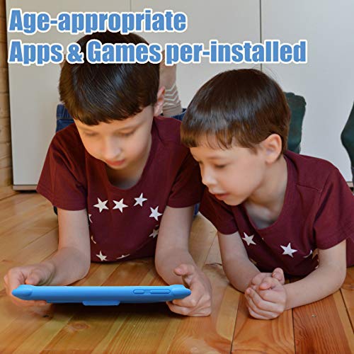 Tablet qunyiCO Android 10.0 GO, para niños, 7 Pulgadas 32GB Cámara WiFi 2GB RAM Pantalla táctil HD 1024 * 600 Funda a Prueba de niños Control Parental Aprendizaje Google Certified Playstore (Azul)