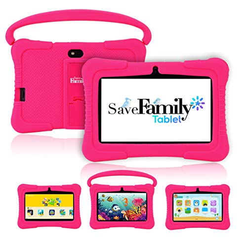 Tablet SaveFamily para niños pedagógica y Divertida. Navegador Seguro Infantil, Doble Control Parental con Dos App, más de 100 Juegos basados en el método Montessori. Totalmente en Castellano (Rosa)