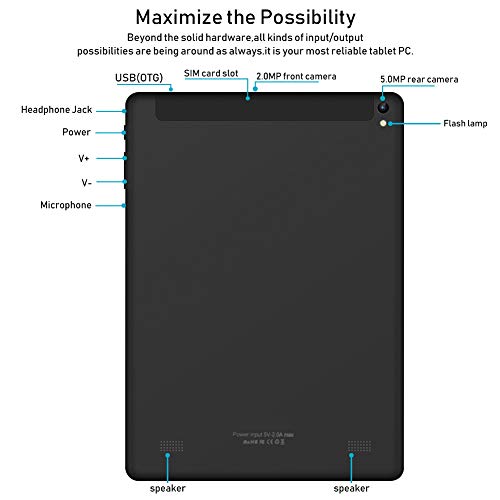 Tableta 10.1 Pulgadas Pantalla HD IPS Android 9.0 - Tablet 4G con 2 Ranuras para Tarjetas SIM 3GB RAM 32GB de Memoria Quad Core Batería 8000mAh, WiFi, Bluetooth, GPS, OTG