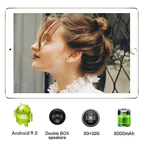 Tableta 10.1 Pulgadas Pantalla HD IPS Android 9.0 - Tablet 4G con Teclado 2 Ranuras para Tarjetas SIM 3GB RAM 32GB de Memoria Quad Core Batería 8000mAh - Soporte Netflix, WiFi, Bluetooth, GPS, OTG