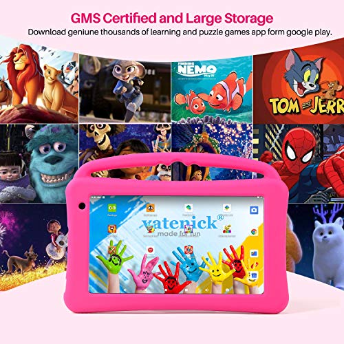 Tableta para Niños Regalo Pantalla IPS De 7 Pulgadas Quad-Core Android 10.0 2GB Ram 32GB ROM Google Play Preinstalado con Estuche A Prueba De Azul GMS Certificado Regalo Juguete para Niños (Rosa)