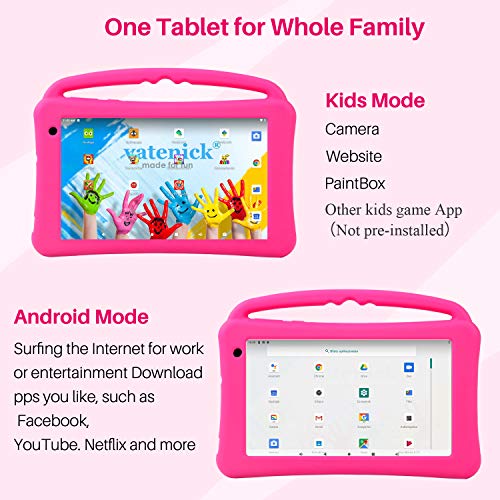 Tableta para Niños Regalo Pantalla IPS De 7 Pulgadas Quad-Core Android 10.0 2GB Ram 32GB ROM Google Play Preinstalado con Estuche A Prueba De Azul GMS Certificado Regalo Juguete para Niños (Rosa)