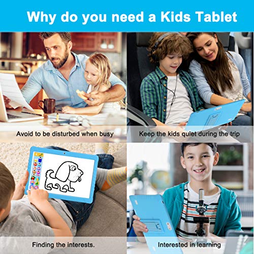 Tableta Para Niños,SANNUO 10.1 Pulgadas Tablet Infantil (Andorid 9.0 y Niños-modo Doble Sistema,Quad-Core,2GB RAM y 16GB ROM,3G,Wifi, Google Play, Juegos Educativos)