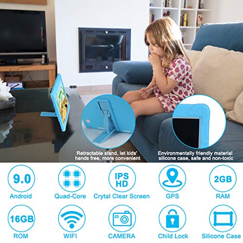 Tableta Para Niños,SANNUO 10.1 Pulgadas Tablet Infantil (Andorid 9.0 y Niños-modo Doble Sistema,Quad-Core,2GB RAM y 16GB ROM,3G,Wifi, Google Play, Juegos Educativos)