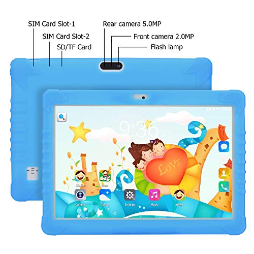 Tableta Para Niños,SANNUO 10.1 Pulgadas Tablet Infantil (Andorid 9.0 y Niños-modo Doble Sistema,Quad-Core,2GB RAM y 16GB ROM,3G,Wifi, Google Play, Juegos Educativos)