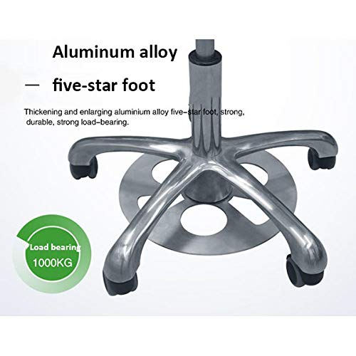 Taburete De con Rueditas，Silla Giratoria con Negro PU Cuero Sintético Asiento，Altura Regulable 49-65 cm，160kg de Capacidad de Carga，Taburete Giratorio Silla con Respaldo para Peluquería Manicura Bell