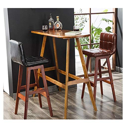 Taburetes de bar Taburete de bar Taburetes altos Bar Chair Hogar Bar Mesa y sillas Madera maciza Taburete de bar clásico Enrejado clásico Aceite de cera Cuero Silla de madera maciza Altura para sentar