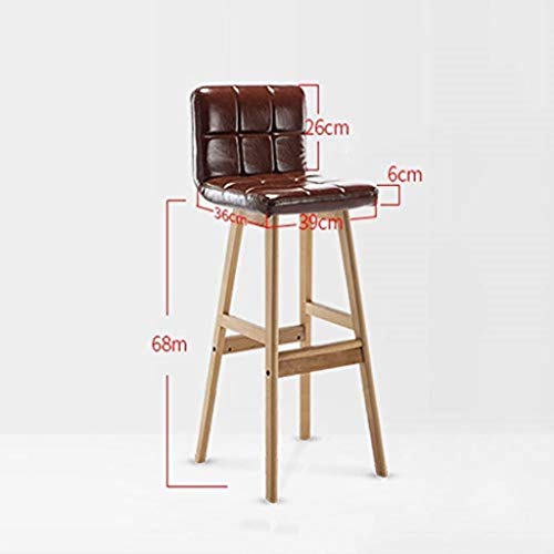 Taburetes de bar Taburete de bar Taburetes altos Bar Chair Hogar Bar Mesa y sillas Madera maciza Taburete de bar clásico Enrejado clásico Aceite de cera Cuero Silla de madera maciza Altura para sentar