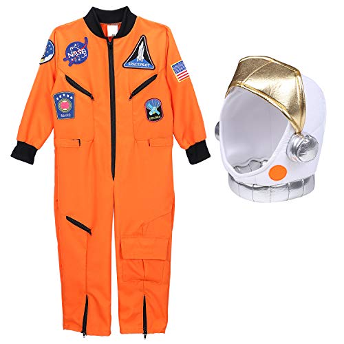Tacobear Disfraz Astronauta Niño con Casco Astronauta Juego de Roles para Halloween Astronauta Cumpleaños Cosplay Disfraces para Niños Niñas (M, 8-10 Años)