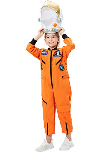 Tacobear Disfraz Astronauta Niño con Casco Astronauta Juego de Roles para Halloween Astronauta Cumpleaños Cosplay Disfraces para Niños Niñas (M, 8-10 Años)