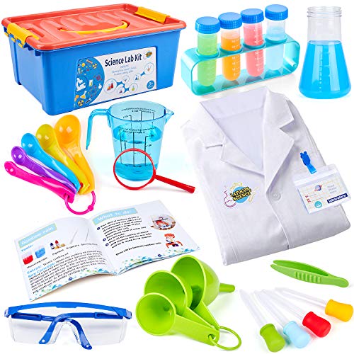 Tacobear Juegos Experimentos para Niños Ciencia Experimentos Kit con Química Juguete Bata de Laboratorio Disfraz de Científico Juego de rol Regalo para niños