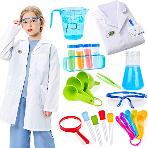 Tacobear Juegos Experimentos para Niños Ciencia Experimentos Kit con Química Juguete Bata de Laboratorio Disfraz de Científico Juego de rol Regalo para niños