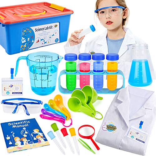 Tacobear Juegos Experimentos para Niños Ciencia Experimentos Kit con Química Juguete Bata de Laboratorio Disfraz de Científico Juego de rol Regalo para niños