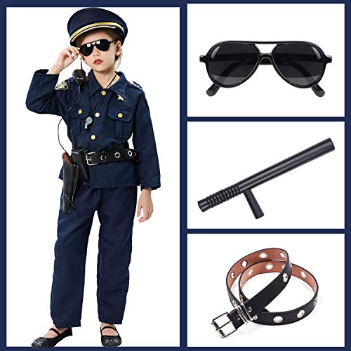 Tacobear Policía Equipo Niño Policía Disfraz Accesorios Policía Placa Policía Esposas Walkie Talkie Porra Policía Juguete Kit para Niños Halloween Fiesta Carnaval