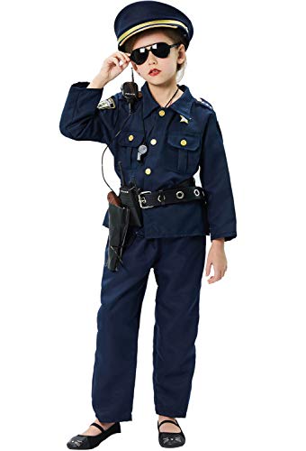 Tacobear Policía Equipo Niño Policía Disfraz Accesorios Policía Placa Policía Esposas Walkie Talkie Porra Policía Juguete Kit para Niños Halloween Fiesta Carnaval