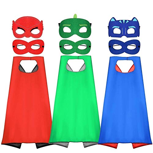 Tacobear Superhéroes Disfraz para niño 6 Piezas Mascaras 3 Piezas Capas Superhéroes Disfraz Cosplay Fiesta cumpleaños