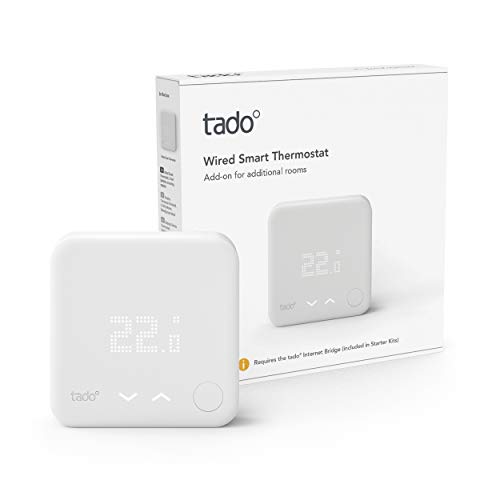 tado° TADAT01 Termostato, Accesorio Habitaciones múltiples, Control de calefacción Inteligente, 0 W, 220 V, Blanco, 43 cm