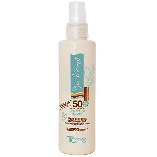 Tahe Bronze Spray Fotoprotector Solar Pediátrico/Spray Protector Solar para Niños, Resistente al Agua, F.P.S 50, 200 ml