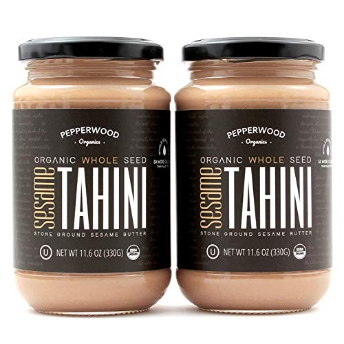 Tahini Integral Orgánico Molido con Piedra, Sin Cáscara, Sin Sal, Sin OGM, Sin Gluten, Kosher, Vegano, Orgánico, Sin Cacahuete, 330 g (Paquete De 2)