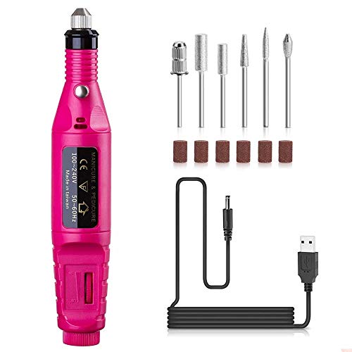 Taladro de uñas eléctrico, máquina de taladro de uñas, máquina de pulir de uñas, USB profesional portátil en forma de pluma dedo del pie del dedo del pie cuidado de uñas rápido manicura pedicura