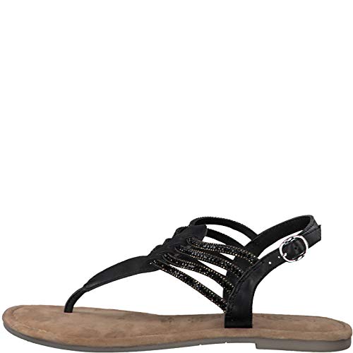 Tamaris Mujer Sandalias de Vestir 28151-24, señora Sandalia con Tiras, Sandalias con Correa,Zapatos de Verano,cómodo,Plana,Black Glam,40 EU / 6.5 UK