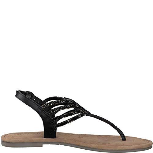 Tamaris Mujer Sandalias de Vestir 28151-24, señora Sandalia con Tiras, Sandalias con Correa,Zapatos de Verano,cómodo,Plana,Black Glam,40 EU / 6.5 UK