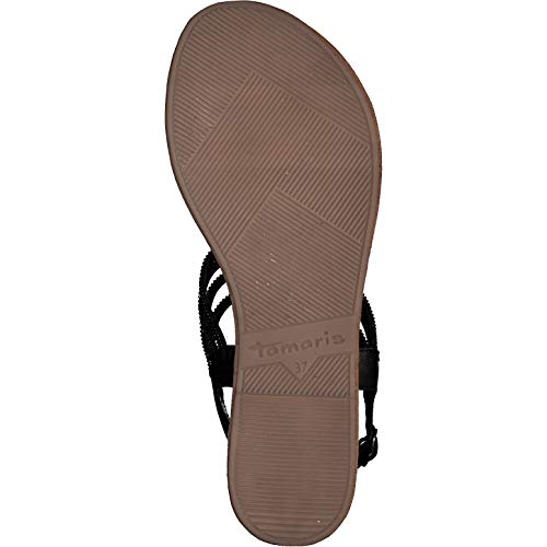 Tamaris Mujer Sandalias de Vestir 28151-24, señora Sandalia con Tiras, Sandalias con Correa,Zapatos de Verano,cómodo,Plana,Black Glam,40 EU / 6.5 UK