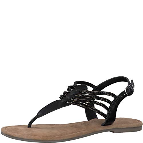 Tamaris Mujer Sandalias de Vestir 28151-24, señora Sandalia con Tiras, Sandalias con Correa,Zapatos de Verano,cómodo,Plana,Black Glam,40 EU / 6.5 UK