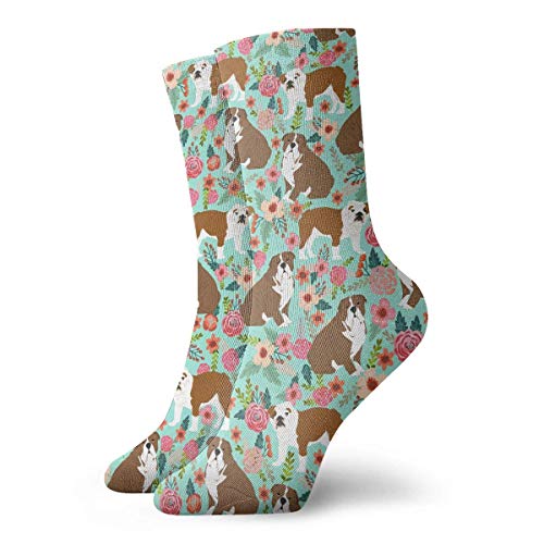 Tammy Jear Inglés Bulldog Florals Flores Hombres Mujeres Casual Calcetines deportivos Athletic Stoking 30CM