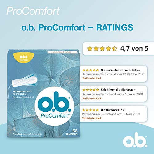 Tampones de o.b.ProComfort con tecnología Dynamic Fit y superficie Silk Touch