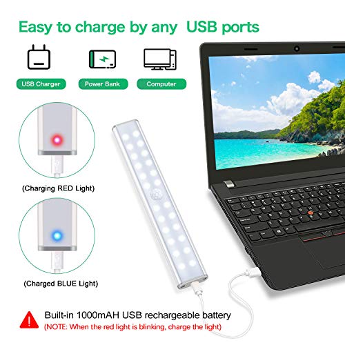 Tanbaby - Luz de noche con sensor de movimiento inalámbrico (4 unidades, 24 LED), luz de noche con tira magnética, para armario, pasillo, escaleras