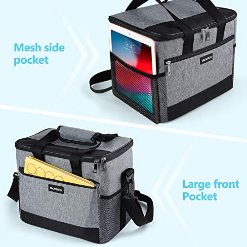 TAOCOCO 15L Bolsa Isotermica de Almuerzo Nevera Portatil para Alimentos Frutas,Porta de Comida con Forro Plástico Aislamiento Térmico,Genial para Playa,Picnic,Camping,Barbacoa - Gris