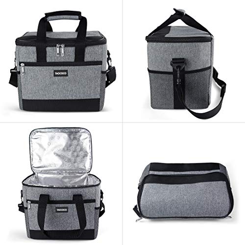 TAOCOCO 15L Bolsa Isotermica de Almuerzo Nevera Portatil para Alimentos Frutas,Porta de Comida con Forro Plástico Aislamiento Térmico,Genial para Playa,Picnic,Camping,Barbacoa - Gris