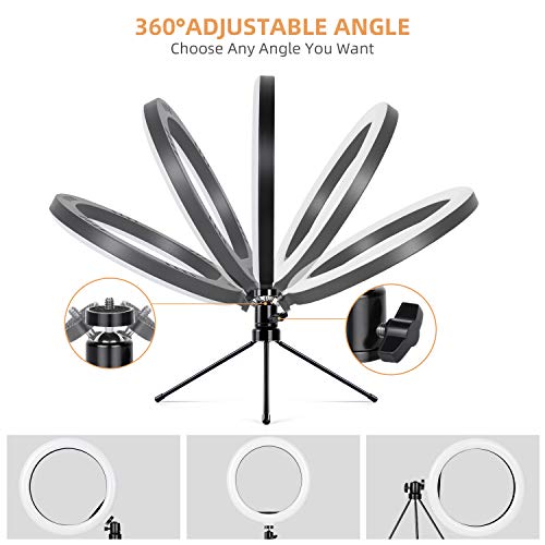 TAOCOCO Anillo de luz LED para Selfie de 10.2 Pulgadas, con Trípode, Soporte para Teléfono Móvil y Control Remoto, Anillo de luz Ajustable de Maquillaje, Tiktok, Video de fotografía de Youtube