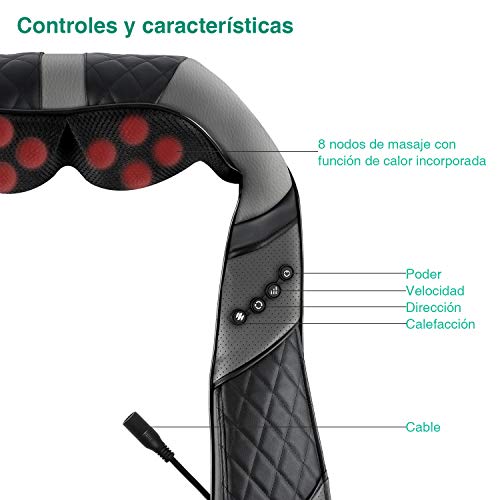 TAOCOCO Masajeador de cuello, masajeador eléctrico con función de calor para la espalda del cuello del hombro, masajeador de masajes de rotación 3D para coche de oficina en casa