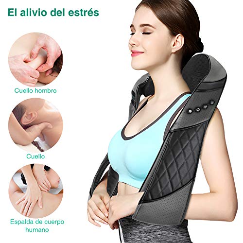 TAOCOCO Masajeador de cuello, masajeador eléctrico con función de calor para la espalda del cuello del hombro, masajeador de masajes de rotación 3D para coche de oficina en casa
