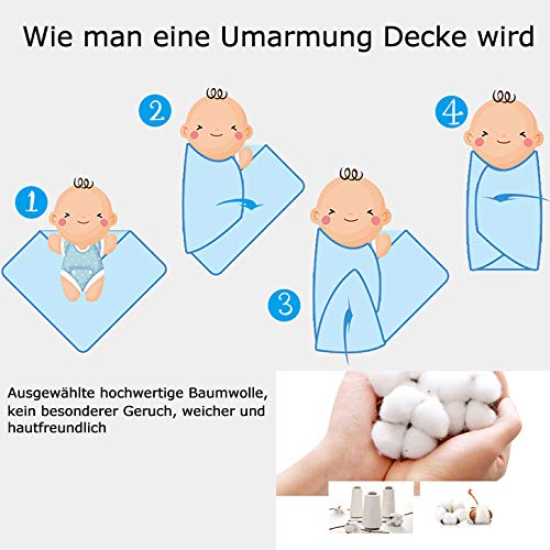 Taotigzu - Manta de algodón para bebé, 80 x 100 cm, manta de punto muy acogedora, manta para el cochecito de bebé, manta de lana versátil azul azul