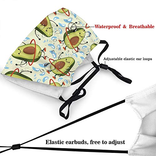 Tapa divertida de la boca A prueba de polvo Lavable reutilizable Aguacate Lindo personaje de fruta que hace con Hula Hoop Seguridad protectora Cálido a prueba de viento para mujeres Hombres