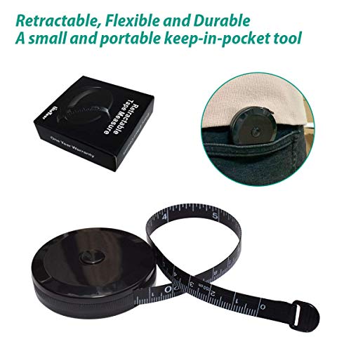 Tape Measure The Measuring Tape for Body Size Measurement and Small Sewing Tape Measure for Tailors 60 Inch 150 cm Black