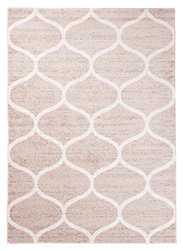 Tapiso Alfombra De Salón Moderno Piso Cuarto De Estar Colección Sari – Color Beige Crema Diseño Marroquí Geométrico Jarrones – Fácil De Limpiar 180 x 260 cm