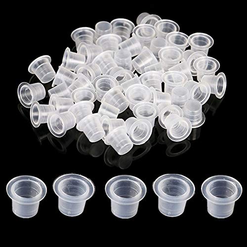 Tapones de tinta para tatuajes pequeños - SOTICA 1000 Piezas 8MM Tazas de tinta de tatuaje de plástico Tapas Tapones de tinta de pigmento desechables para tinta de tatuaje Suministros de tatuaje