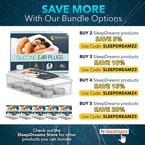 Tapones oidos dormir silicona SleepDreamz® – 4 pares de tapones oidos que bloquean los ruidos – Protección contra los ronquidos y otros ruidos molestos gracias a estos tapones oidos ruido