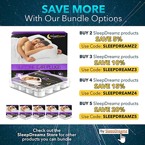 Tapones oidos dormir silicona SleepDreamz® – 8 pares de tapones oidos que bloquean los ruidos – Protección contra los ronquidos y otros ruidos molestos gracias a estos tapones oidos ruido
